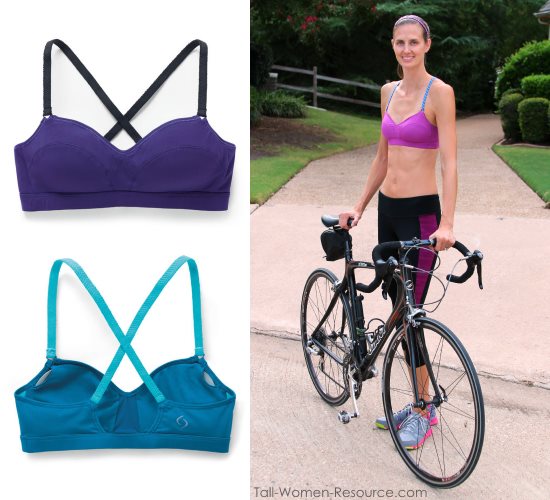 The Hot Shot sports bra has self-adjusting braided straps that work for long torsos.