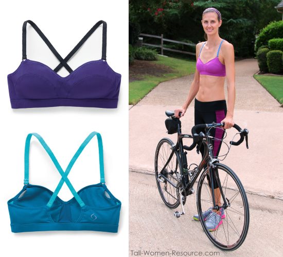 The Luna sports bra has wide, adjustable straps that are great for tall  women.